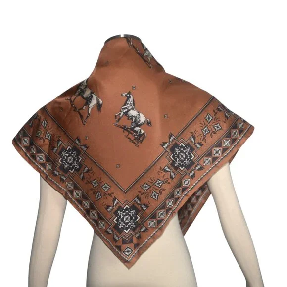 Pendleton Herd of Horses Silk Square Scarf Western Southwest 34x34 - Picture 8 of 9